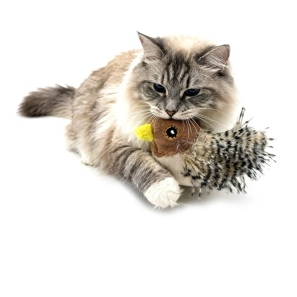 Pelota con plumas para gatos